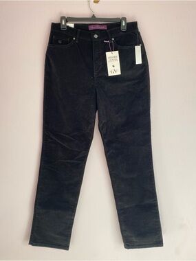 NEW Gloria Vanderbilt Corduroy High-Rise Straight Jeans in Black size 10